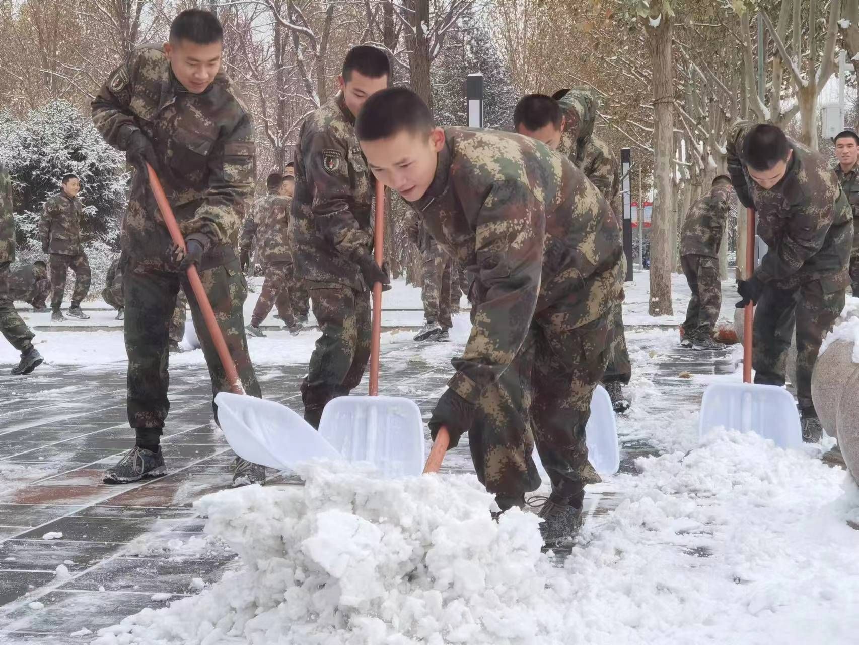 铲冰除雪,军士生在行动.jpg